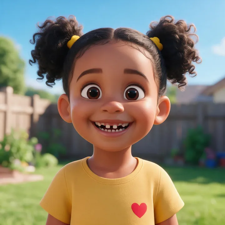 Maya as a bright 3D cartoon character