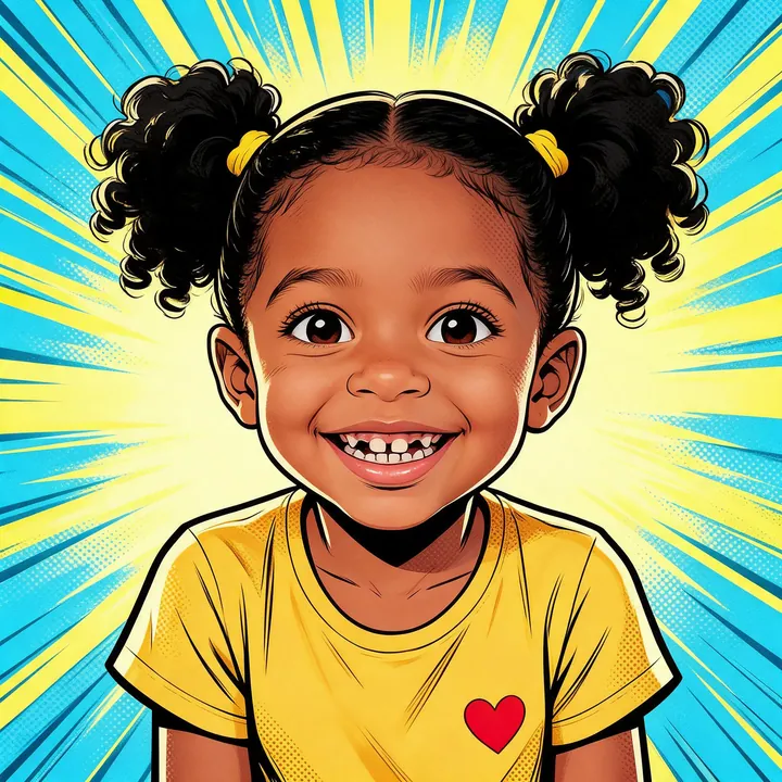 Maya drawn as a bold comic book hero
