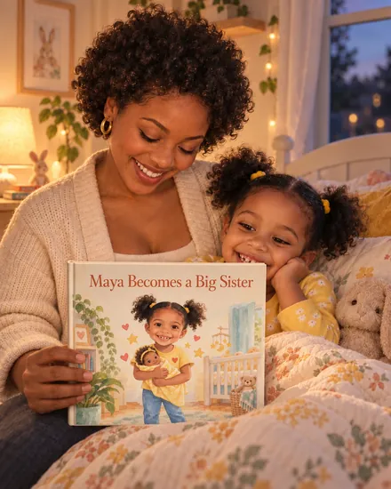 A mother reads the book aloud to her sleepy daughter at bedtime